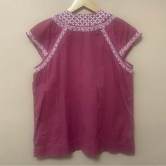 Roller Rabbit Faith Embroidered Cotton Top Size Medium Purple - Picture 8 of 12